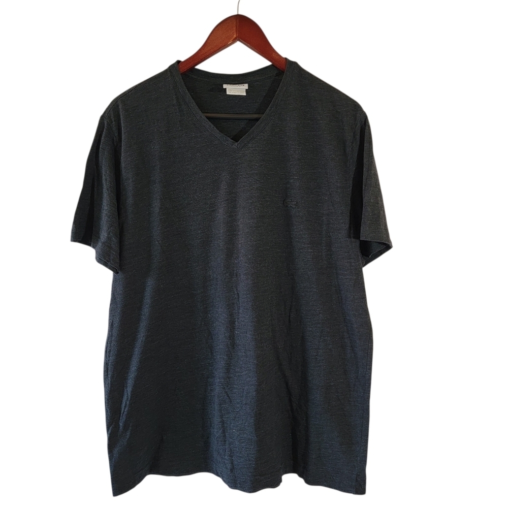 Lacoste Regular Fit Gray Short Sleeve T-Shirt Mens Sz 6/XL V-neck Quite Luxury